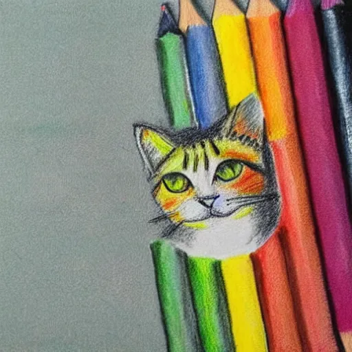 Image similar to crayon drawing of a cat