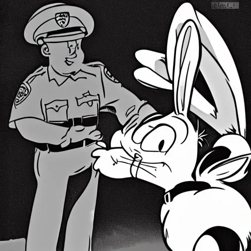 Prompt: bugs bunny getting arrested