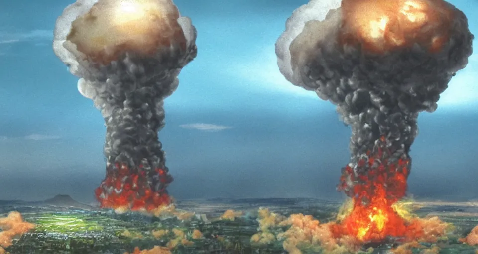 Image similar to nuclear explosion youtube thumbnail, photorealism