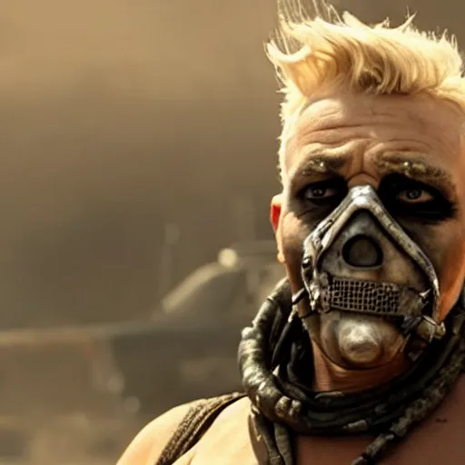 Image similar to Donald Trump as Immortan Joe, mad max fury road, detailed, 4k