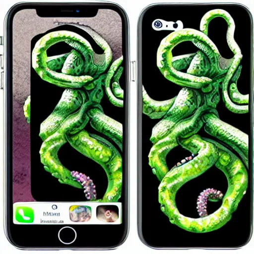 Prompt: an iphone emoji of a tentacle beast