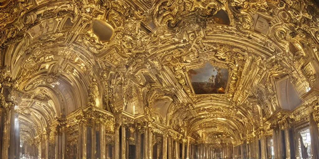 Prompt: beautiful ornate heavenly marble and gold rococo megastructure in the style of heironymus bosch, extremely intricate masterpiece, hyper detailed, realistic heavenly lighting, hd