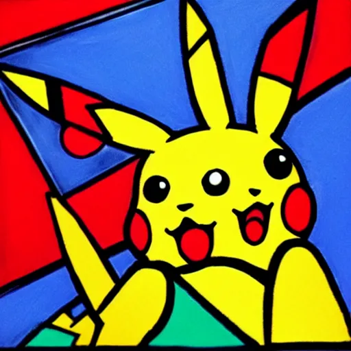 Prompt: Pikachu art by Picasso