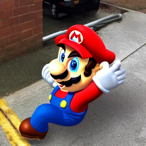 Image similar to Mario got stuck in a pipe