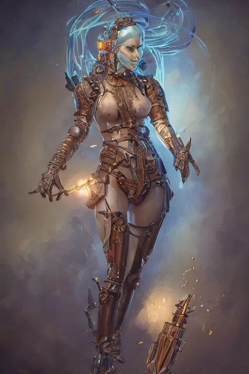 Image similar to medieval merfolk artificer, cybernetic eye, prosthetic leg, highly detailed, d & d, fantasy, portrait, highly detailed, headshot, digital painting, trending on artstation, concept art, sharp focus, illustration, art by artgerm and greg rutkowski and magali villeneuve