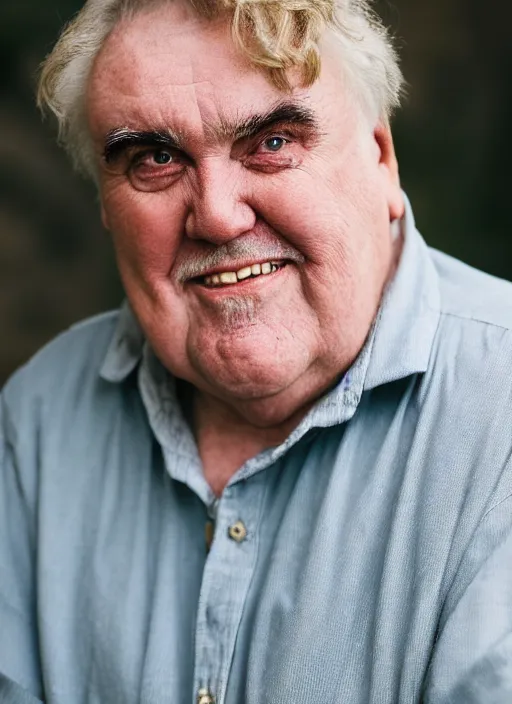 Image similar to DSLR photo portrait still of 71 year old age 71 John Candy at age 71!!!, 85mm f1.8