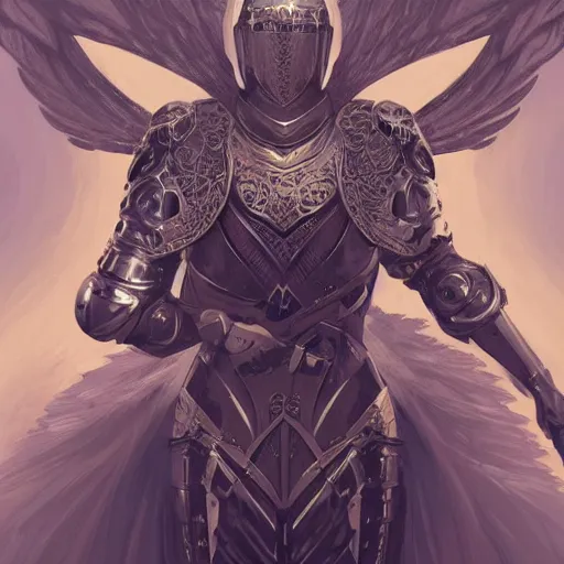 Image similar to knight with a Platinum Armor, full body,Wings on the head，portrait, intricate, elegant, highly detailed, digital painting, artstation, concept art, smooth, sharp focus, illustration, art by artgerm and greg rutkowski and alphonse mucha