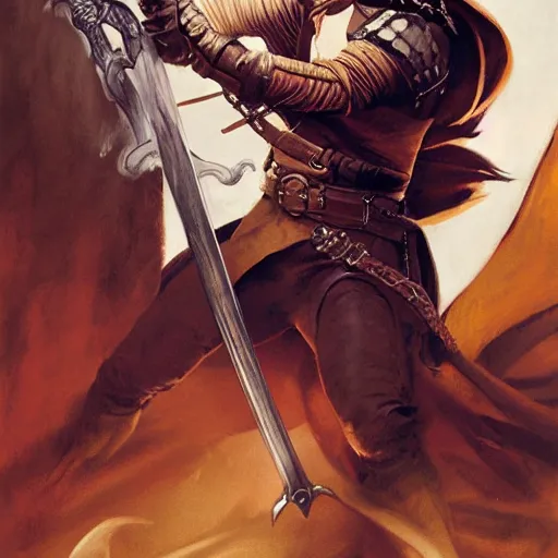 Prompt: half length portrait of chris evans as a dual - wielding swashbuckler, d & d, medieval, fantasy, greg rutkowski, frank frazetta, alexandre chaudret, boris vallejo, michael whelan, miro petrov, hr giger