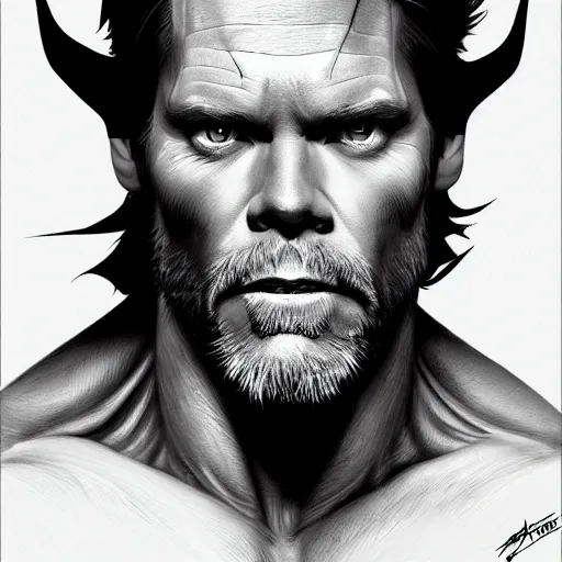 Prompt: Portrait of Kevin Bacon as Wolverine, fantasy, intricate, highly detailed, digital painting, trending on artstation, sharp focus, illustration, style of Stanley Artgerm