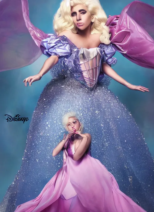 Image similar to lady gaga photoshoot artpop disney princess, magazine, fairytale, Highly realistic. High resolution. Highly detailed. Dramatic. 8k.4k.