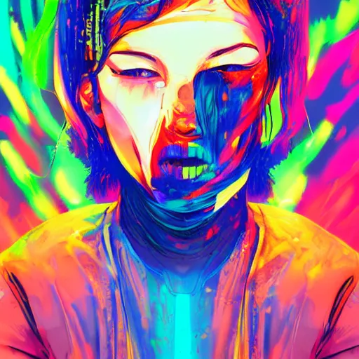 Prompt: portrait of taking a bite out of an edible rgb light with a gooey filling being sold at a road side stand, cyberpunk, high quality, digital art, ue 5,