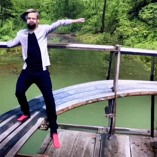 Prompt: pewdiepie on a bridge