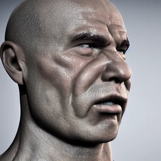 Image similar to buff man crying, 3d render, photorealistic, detailed, 8k