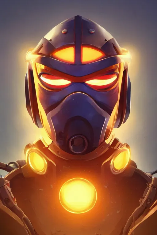 Image similar to epic mask helmet robot ninja portrait stylized as fornite style game design fanart by concept artist gervasio canda, behance hd by jesper ejsing, by rhads, makoto shinkai and lois van baarle, ilya kuvshinov, rossdraws global illumination radiating a glowing aura global illumination ray tracing hdr render in unreal engine 5