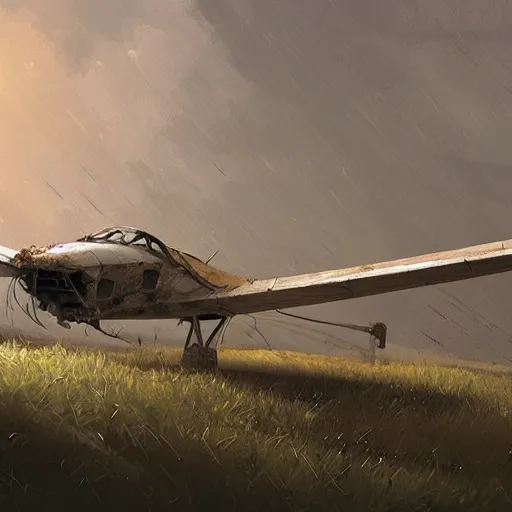 Prompt: a abandoned and destroyed aeroplane in the style of sylvain sarrailh, beautiful digital art, cinematic art, concept art, matte painting, oil painting