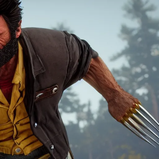 Prompt: Wolverine in red dead redemption 2 4k detail