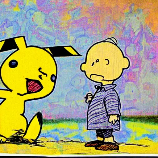 Image similar to charlie brown as pikachu artwork by affandi