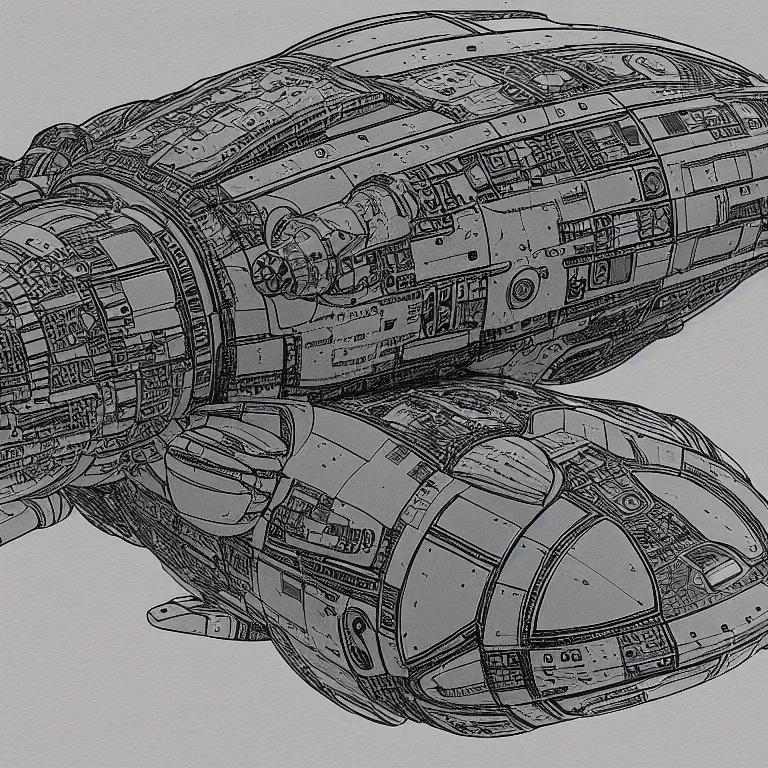 Image similar to highly detailed spaceship by tetsuro kimura