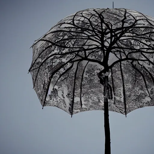 Image similar to A tree holds an umbrella