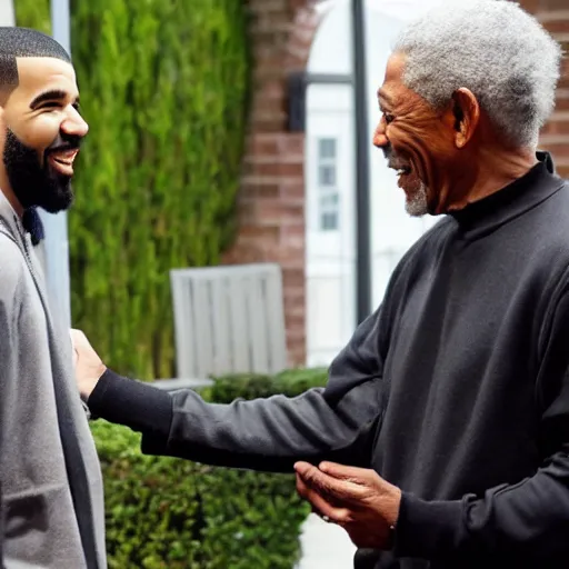 Image similar to drake meeting morgan freeman