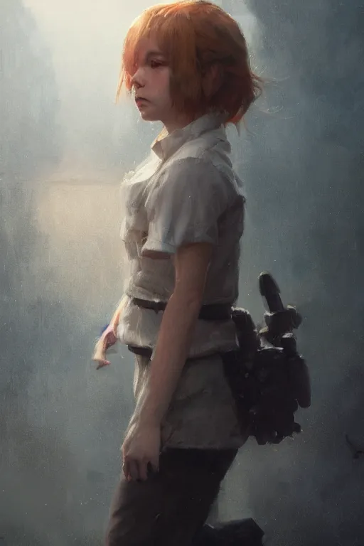 Prompt: of a portrait of young short muscular teen girl by Greg Rutkowski, Sung Choi, Mitchell Mohrhauser, Maciej Kuciara, Johnson Ting, Maxim Verehin, Peter Konig, final fantasy , 8k photorealistic, cinematic lighting, HD, high details, atmospheric , trending on artstation