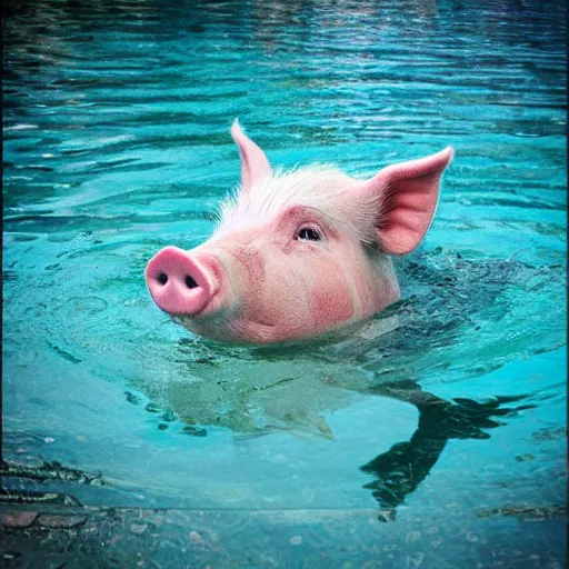 Image similar to pig swimming