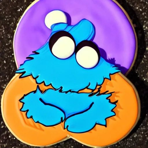 Image similar to cookie monster swimming in a pool