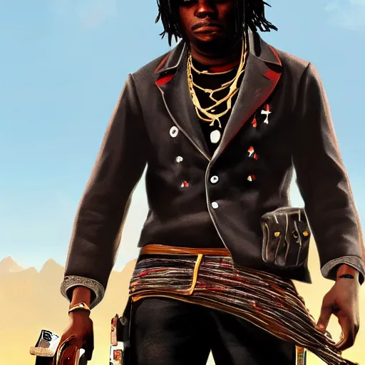 Image similar to Rapper Chief Keef In red dead redemption 2 digital art 4K quality super realistic