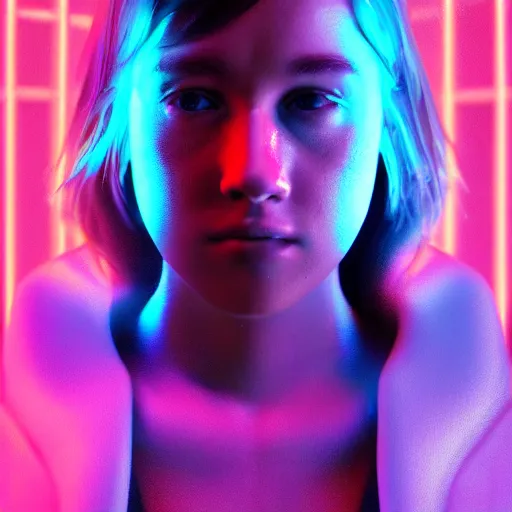 Image similar to a human portrait made out of rain, neon light, beautiful, rendered in octane, unreal engine, realistic, comic book art
