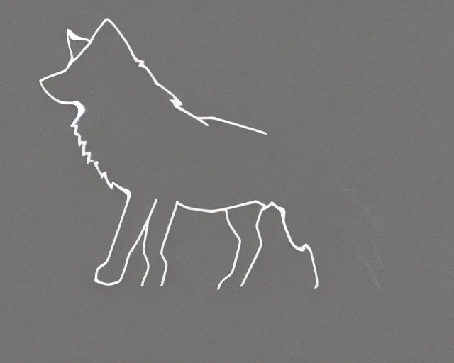 Image similar to professional digital art of a full-body outline of a wolf, very simple, no color, high quality, HD, 8K,