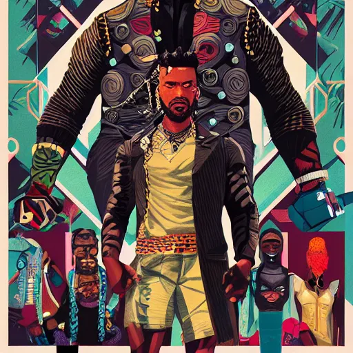 Image similar to a matte painting of killmonger, drip, diamonds shining, stylish, by sachin teng