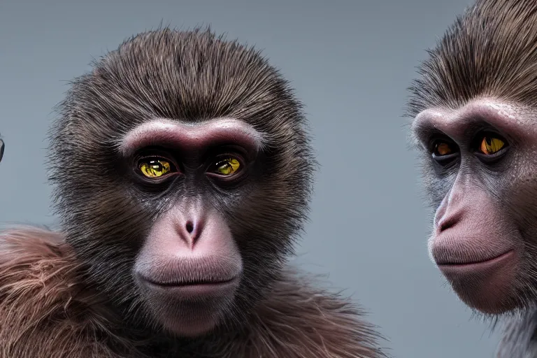 Prompt: Contamporary art fashion photography of ultra mega super hyper realistic detailed group of ultra mega super hyper realistic detailed monkey's in cyberpunk suits by Hiromasa Ogura . Photo shot from 30m distance on ultra mega super hyper Leica Q2 Camera, Rendered in VRAY and DaVinci Resolve and MAXWELL and LUMION 3D