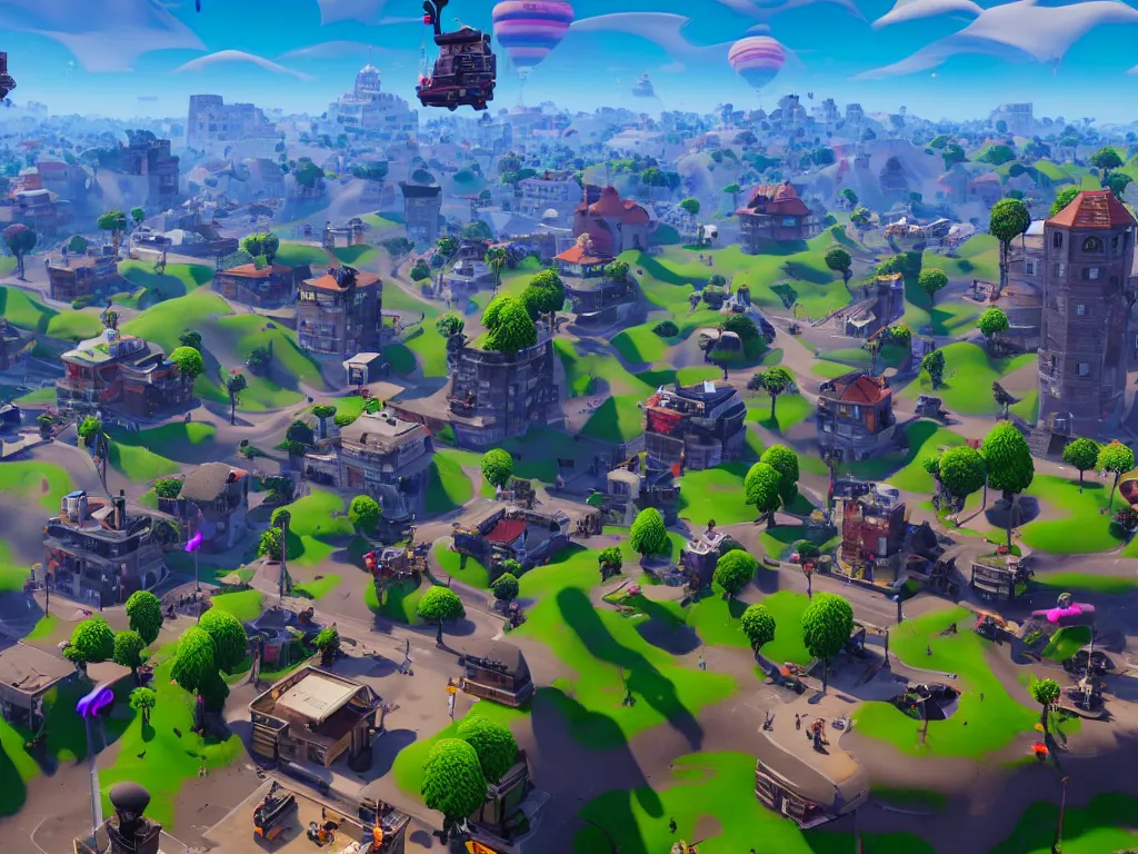 Prompt: fortnite tilted towers, 4k detailed, unreal engine, very very well detailed image, 8k