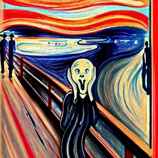 Image similar to that feeling when someone kicks you in your nuts, trending on artstation, in the style of the scream by edvard munch