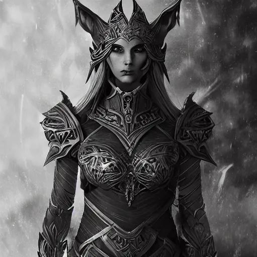 Image similar to ancient hybrid majestic elf warrior armor concept art, intricate artwork masterpiece, very coherent artwork, cinematic, very coherent artwork, trending on cg society, ultra high quality model, production quality cinema model, high detail chromatic ink outline, octane render, hyper realism, high detail, octane render, High contrast, highly detailed black ink outline