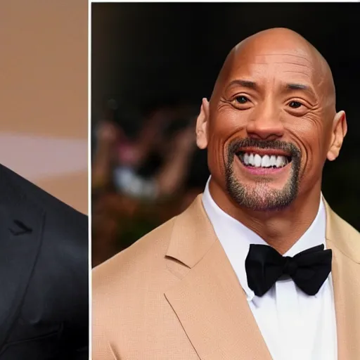 Image similar to dwayne johnson slaps will smith after saying a joke about jada smith bald head