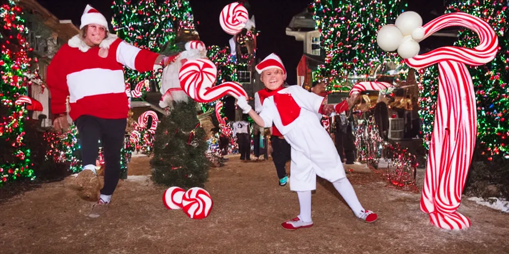 Prompt: base ball in candy cane lane