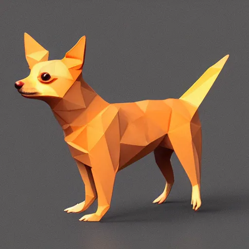 Image similar to Low Poly 3D render chihuahua, digital art, trending on artstation