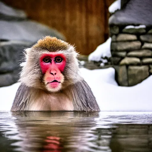 Image similar to a Japanese macaque in a snowy hot spring