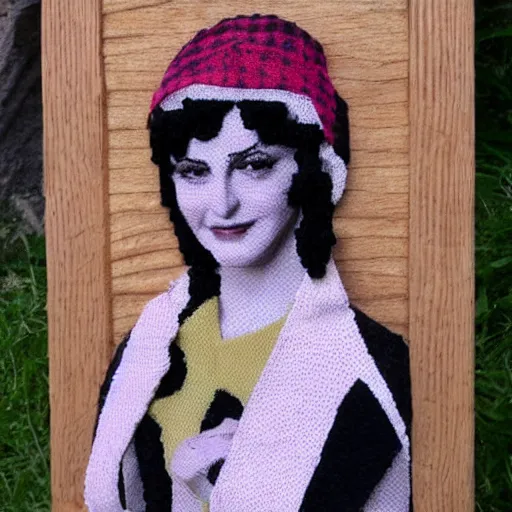 Image similar to madonna made from wood and wool only