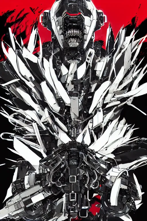 Prompt: professionally drawn seinen mature horror mecha horror detective action manga comic cover, full color, beautifully drawn coherent professional, drawn by ilya kuvshinov, ilya kuvshinov, and hiromu arakawa and tsutomu nihei. japanese script kanji hiragana on the cover. simplistic minimalist cover art. stylized stylistic.