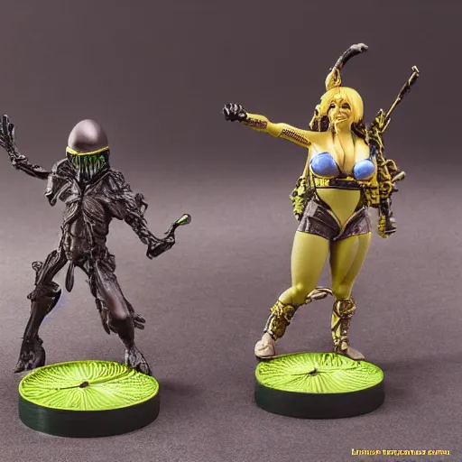 Prompt: 80mm resin detailed miniature of a Alien and Female warrior, Product Introduction Photos, 4K, Front view, Full body