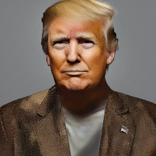 Prompt: a portrait of donald trump with gray background scenery by juergen teller, iris van herpen