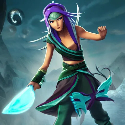 Image similar to akali ( league of legends ) in avatar the last airbender 3 d octane render trending on art startion