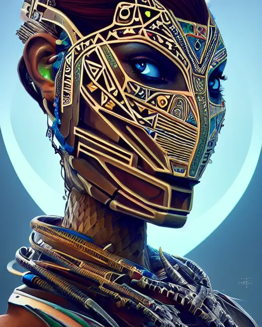 Prompt: symmetry!! portrait of a machine from horizon zero dawn, machine face, decorated with egyptian motifs, intricate, elegant, highly detailed, digital painting, artstation, concept art, smooth, sharp focus, illustration, art by artgerm and greg rutkowski and alphonse mucha, 8 k