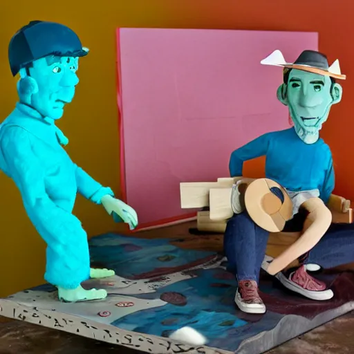 Image similar to claymation boards of canada photoshoot