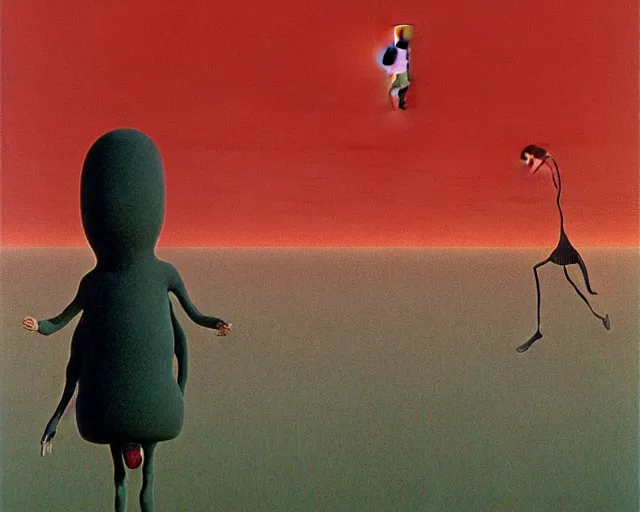 Prompt: no face from spirited away. angry art by beksinski and salvador dali. a still from spirited away by studio ghibli. surrealism, yves tanguy. beksinski art style