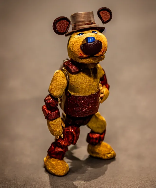 Image similar to high quality presentation photo of Freddy Fazbear, photography 4k f1.8 anamorphic bokeh 4k Canon Nikon