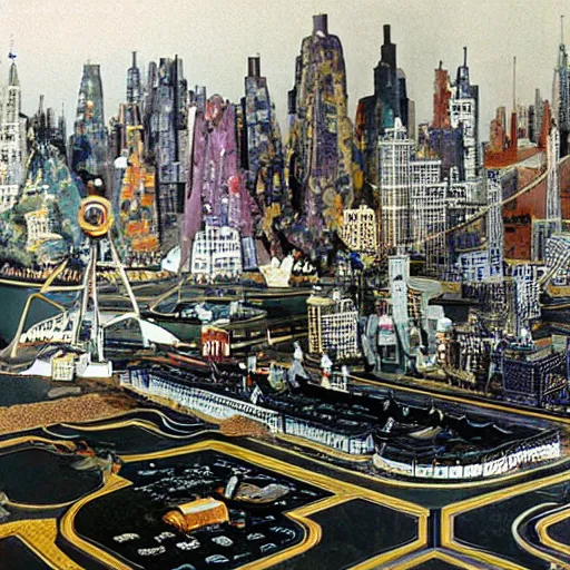 Image similar to The city of the future, diorama, 1956