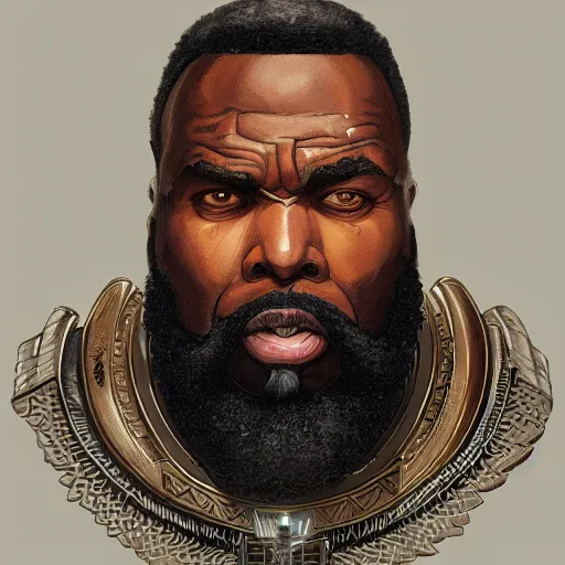 Image similar to a portrait of mr. t as a wizard, upper half portrait, urban motifs, intricate, elegant, highly detailed, digital painting, trending on artstation, concept art, smooth sharp focus, illustration, art by artgerm and greg rutkowski